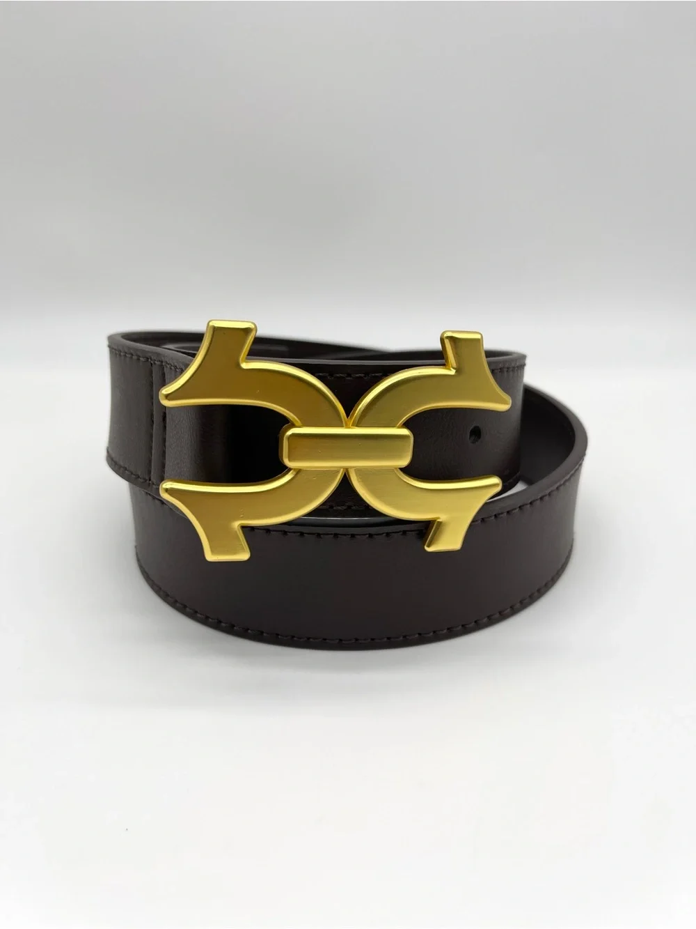 True Religion Double Horseshoe Belt Brown Gold Size 34 Brand New NWT Y2K